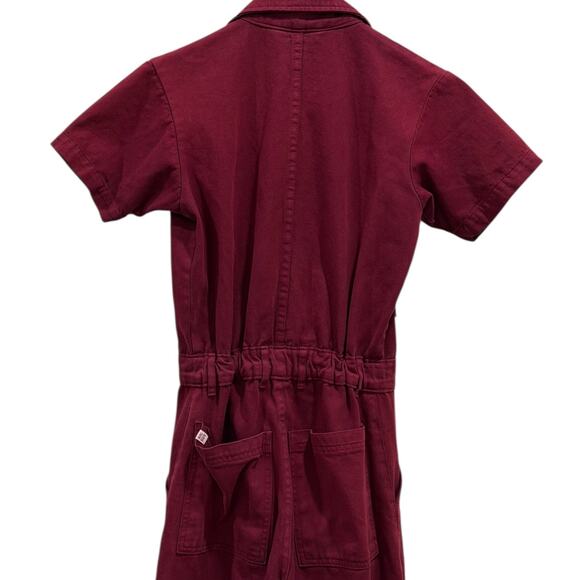 Big Bud Press Short Sleeve Cotton Utility Jumpsuit in Cranberry - Picture 3 of 12